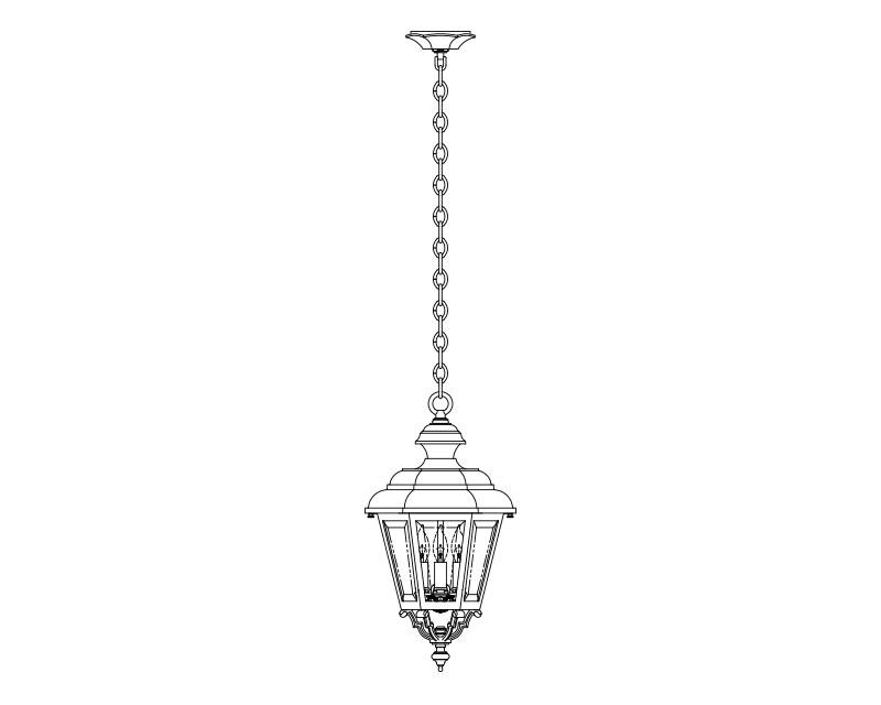 Jamestown, Medium, aluminum, Ceiling Mount, Clear glass, chain, (3) 25W B10, 120V